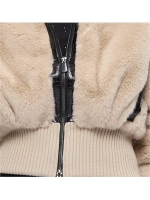 Pelliccia bomber Bagels Pinko in visone ecologico beige in DONNA