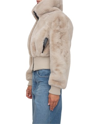 Pelliccia bomber Bagels Pinko in visone ecologico beige in DONNA