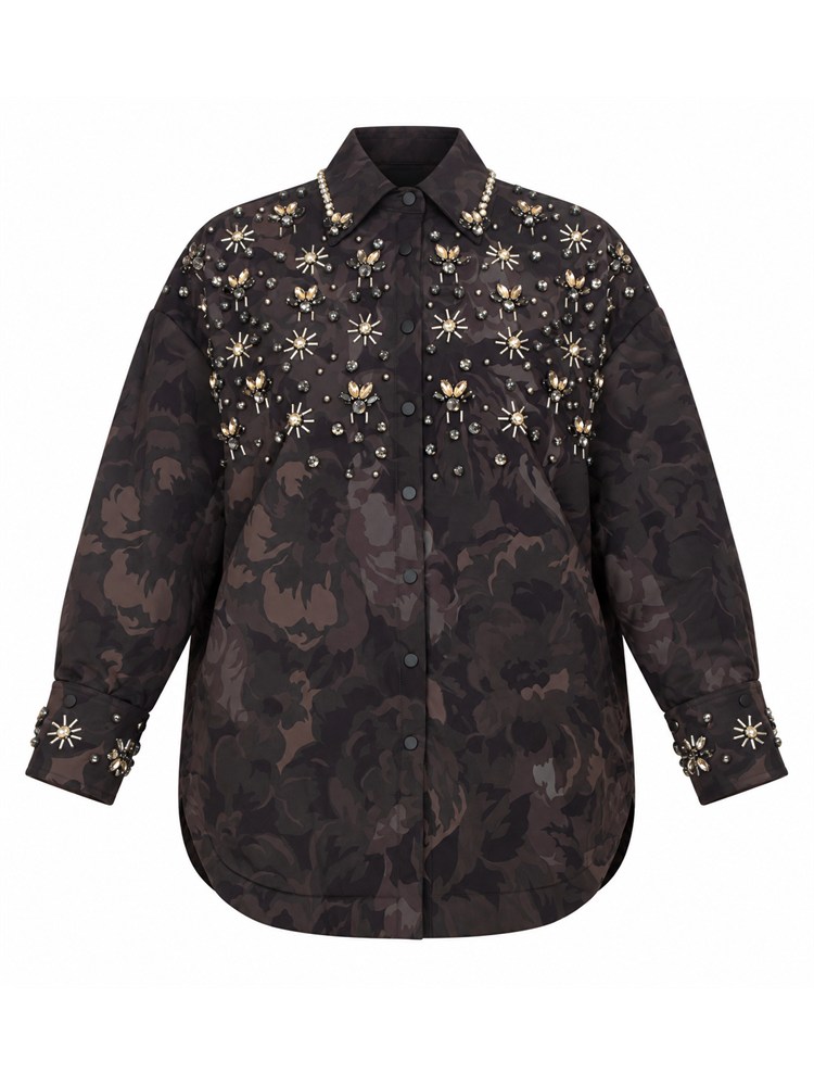 Giacca overshirt imbottita Barengo Pinko camouflage