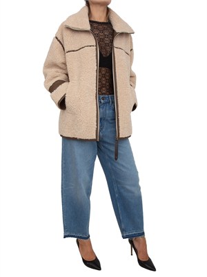 Giubbino Celosia Pinko Aspen effetto shearkling beige in DONNA