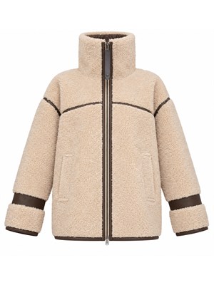Giubbino Celosia Pinko Aspen effetto shearkling beige in DONNA