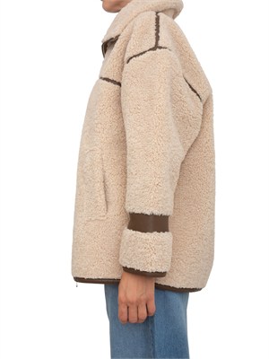 Giubbino Celosia Pinko Aspen effetto shearkling beige in DONNA
