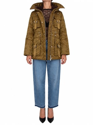Piumino Passito Pinko vera piuma d'oca in raso tecnico camouflage in DONNA