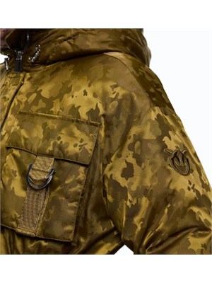 Piumino Passito Pinko vera piuma d'oca in raso tecnico camouflage in DONNA