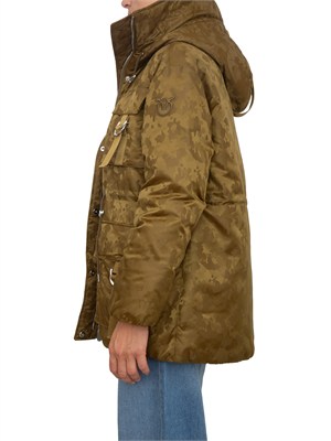 Piumino Passito Pinko vera piuma d'oca in raso tecnico camouflage in DONNA