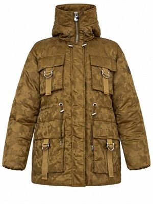Piumino Passito Pinko vera piuma d'oca in raso tecnico camouflage in DONNA