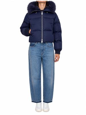 Piumino Piastraia Pinko in raso tecnico blu in DONNA