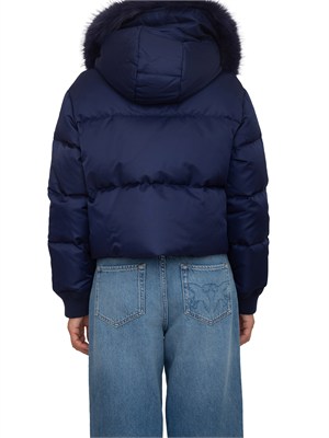 Piumino Piastraia Pinko in raso tecnico blu in DONNA