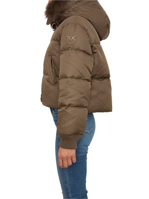 Piumino Piastraia Pinko in raso tecnico marrone in DONNA