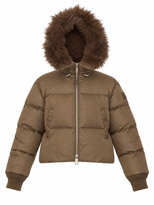 Piumino Piastraia Pinko in raso tecnico marrone in DONNA