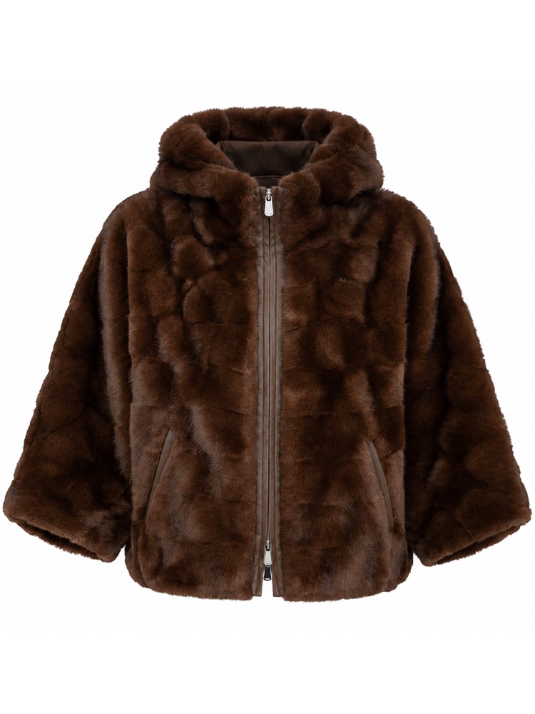 Pelliccia marrone Cadeti Pinko in Aspen effetto visone