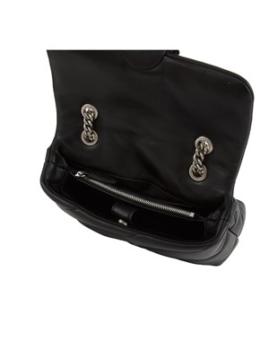 Borsa Pinko Mini Love Bag Puff in pelle nera e fibbia argento in DONNA