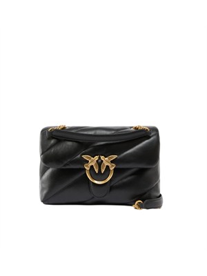 Borsa Love Bag Puff Pinko in pelle nera fibbia oro in DONNA