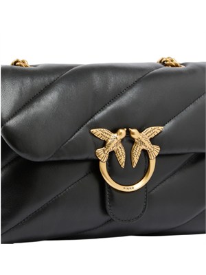 Borsa Love Bag Puff Pinko in pelle nera fibbia oro in DONNA