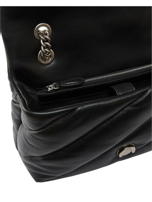 Borsa Love Bag Puff Pinko in pelle nera fibbia argento in DONNA