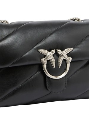 Borsa Love Bag Puff Pinko in pelle nera fibbia argento in DONNA
