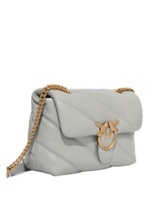 Borsa Love Bag Puff Pinko in pelle grigia fibbia oro in DONNA
