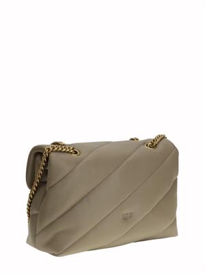 Borsa Love Bag Puff Pinko in pelle grigia fibbia oro in DONNA