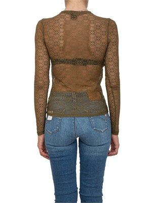 Maglietta top Rover Pinko in pizzo verde logo love birds in DONNA