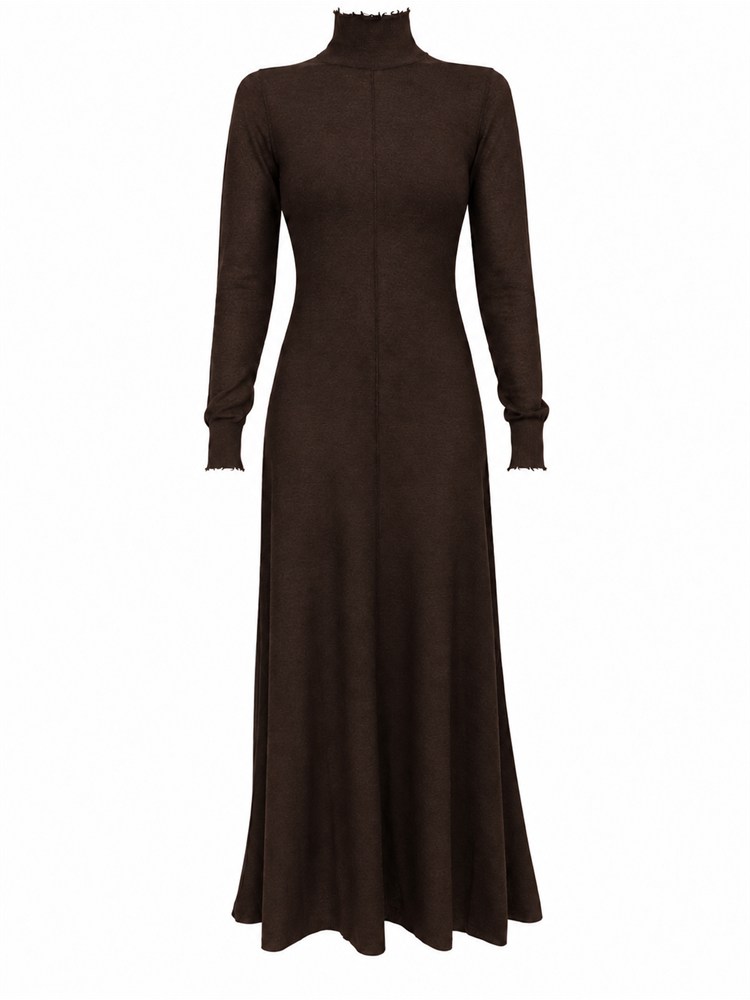 Abito Leningrado Pinko in lana merino e alpaca marrone