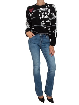 Maglia nera Nuovaandros Pinko in lana con ricami e scritte in DONNA