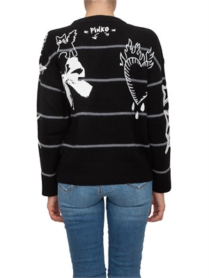 Maglia nera Nuovaandros Pinko in lana con ricami e scritte in DONNA