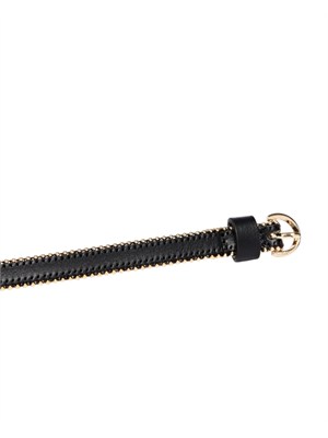 Cintura sottile Pinko in pelle martellata nera con borchie in DONNA