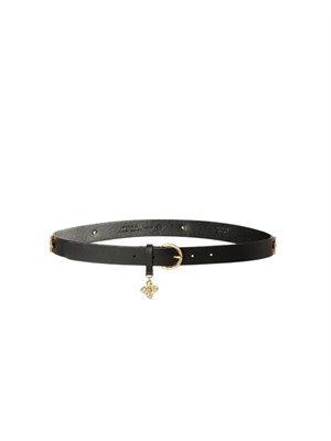 Cintura Pinko in pelle nera con fibbia oro in DONNA