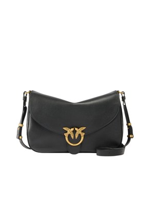 Borsa Pinko in pelle nera con fibbia Love Birds Cut in DONNA