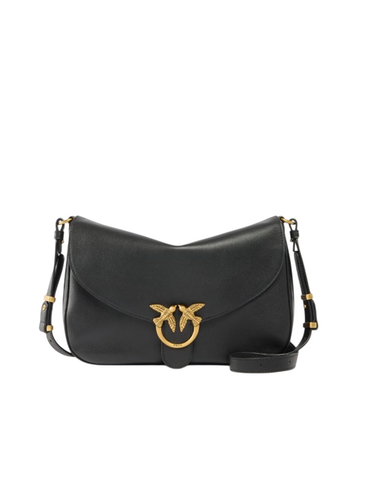 Borsa Pinko in pelle nera con fibbia Love Birds Cut