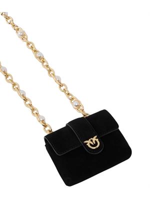 Portacarte Pinko Pocket Necklace in pelle nera in DONNA
