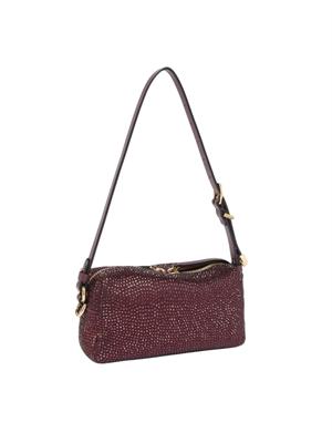 Borsa bauletto Pinko in tessuto bordeaux con strass in DONNA