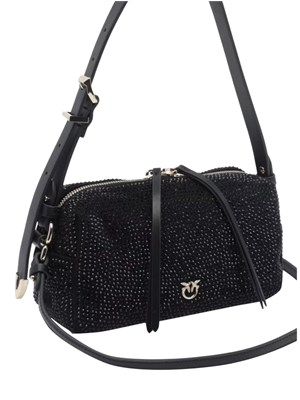 Borsa bauletto Pinko in tessuto nero con strass in DONNA