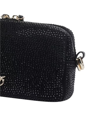 Borsa bauletto Pinko in tessuto nero con strass in DONNA