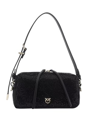 Borsa bauletto Pinko in tessuto nero con strass in DONNA