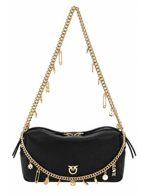 Borsa Pinko Bauletto Mini Chain in pelle nera in DONNA