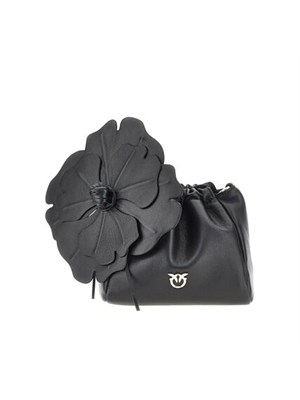 Borsetta Pinko in pelle nera maxi fiore in DONNA