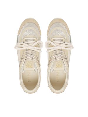 Sneakers Yulia Pinko pelle avorio inserti velluto in DONNA