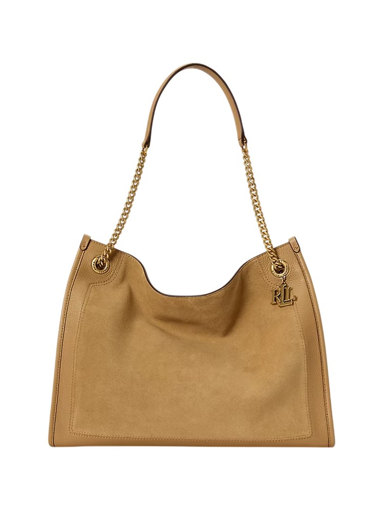 Borsa Bradley Lauren Ralph Lauren in camoscio e pelle beige