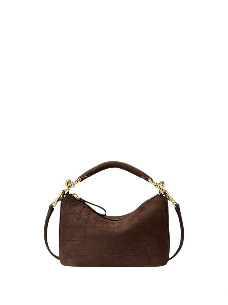 Borsa Blaike mini Lauren Ralph Lauren in nabuk effetto coccodrillo marrone
