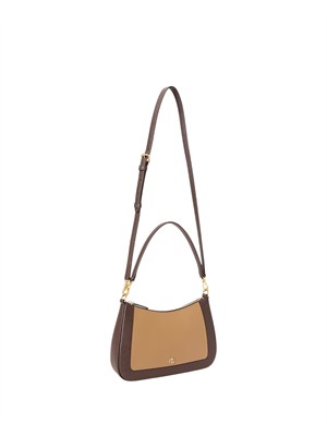 Borsa Danni Lauren Ralph Lauren in pelle saffiano bicolor beige marrone in DONNA