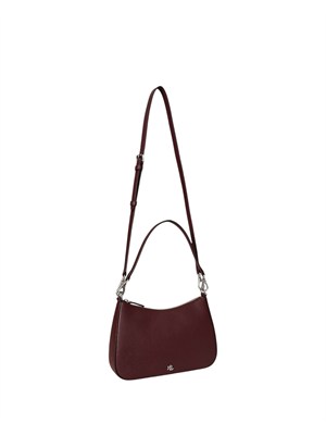 Borsa Danni media Laure Ralph Lauren in pelle saffiano bordeaux in DONNA