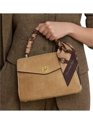 Bauletto Farrah Lauren Ralph Lauren in camoscio beige con foulard in DONNA