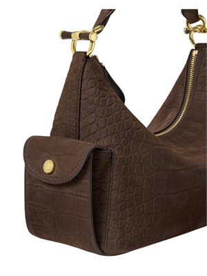 Borsa Blaike Lauren Ralph Lauren in nubuck coccodrillo marrone in DONNA