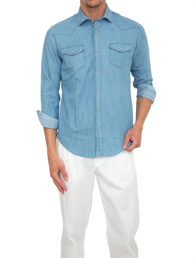 CAMICIA MANICA LUNGA ELEVENTY BLU DENIM