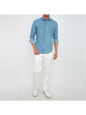 CAMICIA MANICA LUNGA ELEVENTY BLU DENIM in UOMO