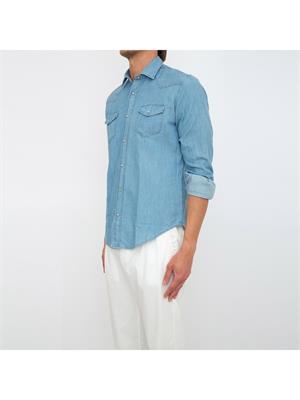 CAMICIA MANICA LUNGA ELEVENTY BLU DENIM in UOMO