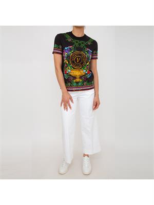 T-SHIRT VERSACE JEANS COUTURE NERO in DONNA
