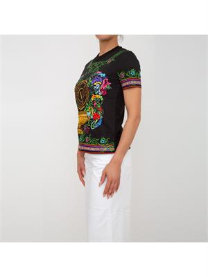 T-SHIRT VERSACE JEANS COUTURE NERO in DONNA