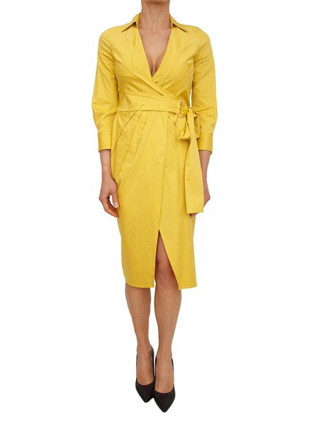 abito a portafoglio in cotone stretch giallo elisabetta franchi ab95562e2